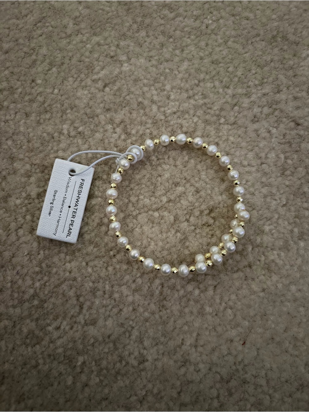 Freshwater Pearl & Gold Bead  Bracelet - White and Gold